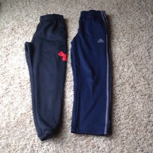 One pair of adidas and one pair of under armour